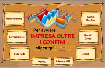 Schermata iniziale di Impresa oltre i confini